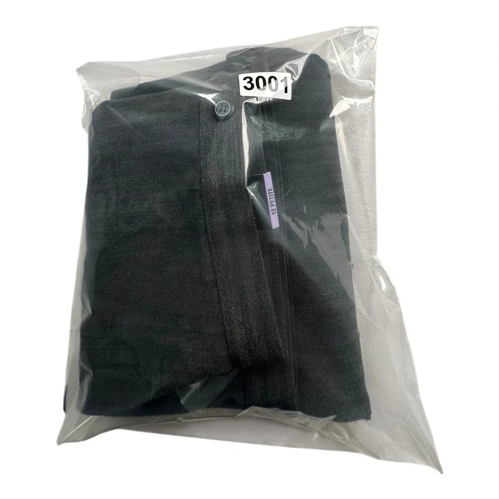 East 5th Petite Secretly‎ Slender Black Herringbone Pants Size 12P